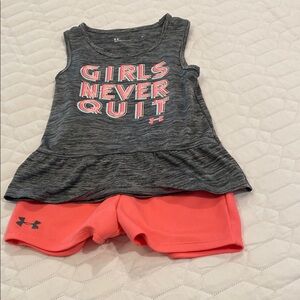 Under Armour Gray and Pink Tank Top with Motivational Print